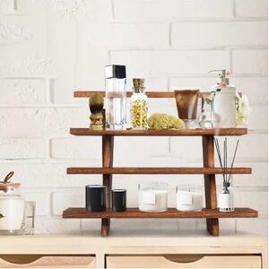 New 4-Tier Tool-Free Portable Rustic Wood Riser Display Stand